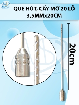 Que hút mỡ cấy 20 lỗ, que hút lỗ sắc bén cắt mỡ tốt 3,5mmx20cm, 1,5x1,5mm