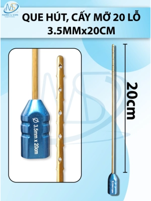 Que hút mỡ cấy 20 lỗ, que hút lỗ sắc bén cắt mỡ tốt 3,5mmx20cm, lỗ 1x1mm