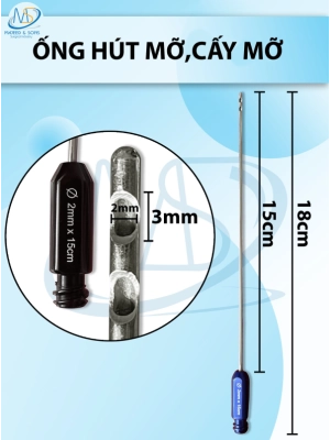 Que hút , cấy mỡ 1 lỗ 15cm x 1mm