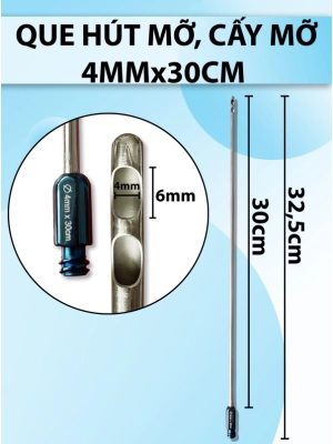 Que hút mỡ, cấy mỡ 30cm x 4mm 2 lỗ
