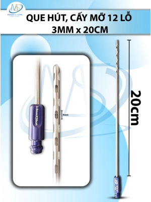 hút mỡ, kim hút 12 lỗ 3mmx20cm R1 5 D4