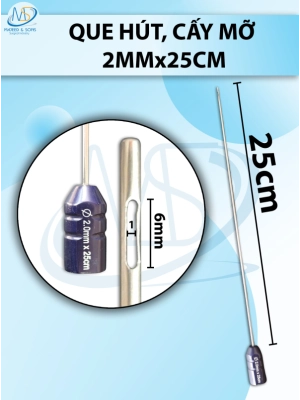 Que hút mỡ, kim hút mỡ 2 lỗ 2mmx25cm, lỗ D6 R1