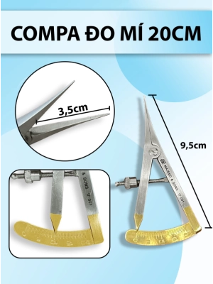Thước đo mí 20cm thẳng, compa đo mí