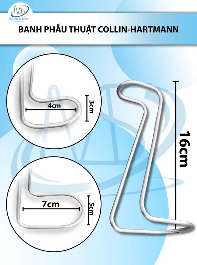 Banh phẫu thuật Collin-Hartmann Dài 16cm, đầu dài D7cm R5cm, đầu ngắn D4cm R3cm