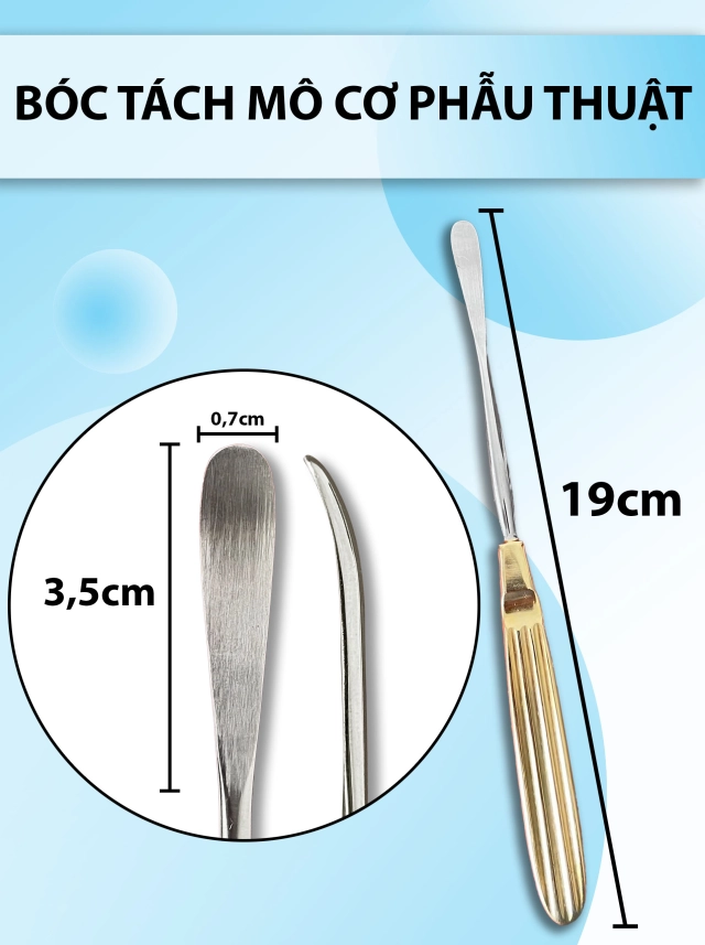 Bóc tách 19x0,6cm, dụng cụ bóc tách mô cơ trong phẫu thuật nâng ngực, dụng cụ bóc tách phẫu thuật mông