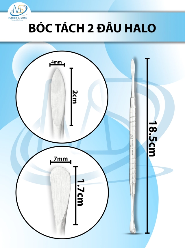 Bóc tách 2 đầu halo 18.5cm tròn (D1.7cm R7mm) nhọn (D2cm R4mm)