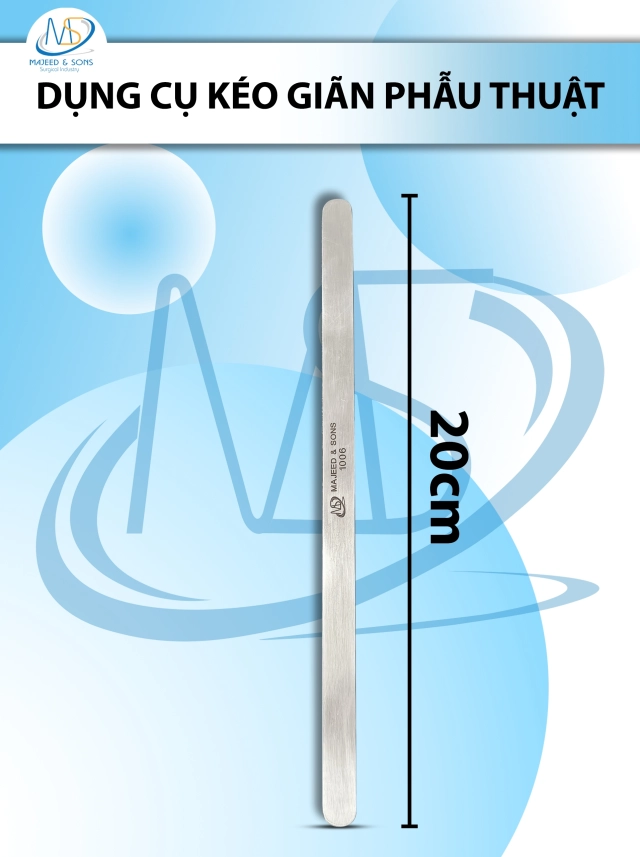 Dụng cụ kéo giãn phẫu thuật malleable (malleable retractor) Dài 20cm R0.9cm, làm từ thép không gỉ mềm dẻo có thể tái sử dụng