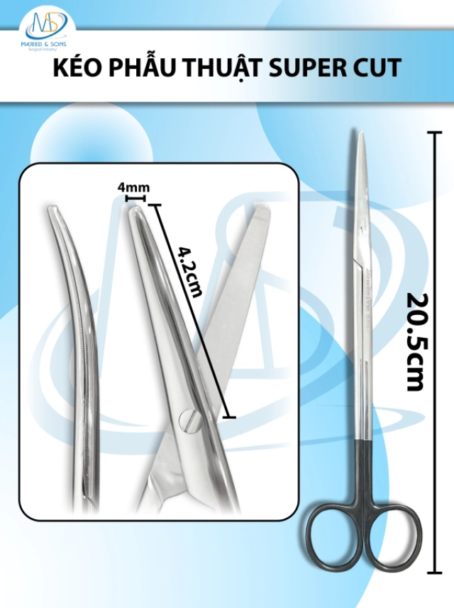 kéo phẫu thuật Super Cut Mayo 20.5cm cong d4.2cm r4mm
