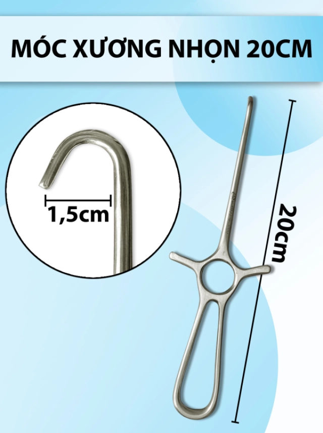 Móc xương nhọn 20cm, Bone hook Rộng móc 1,5cm dài 20cm