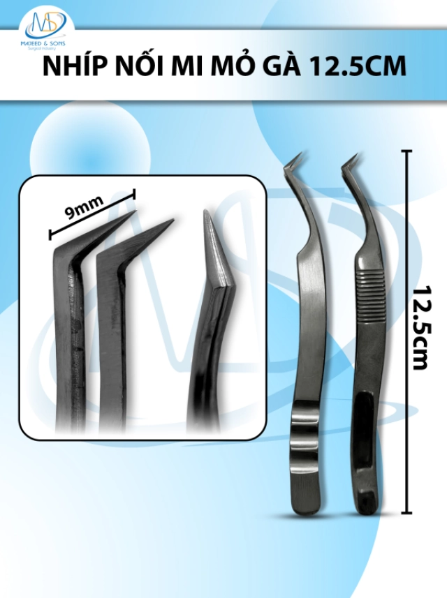 Nhíp nối mi mỏ gà, nhíp thông minh 12.5cm D0.9cm ĐEN