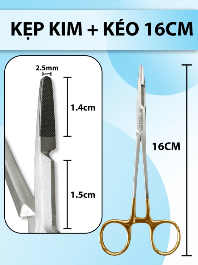 Kéo metz 16cm cong, kéo đầu to thân dày cắt khoẻ, kéo bóc tách gân cơ
